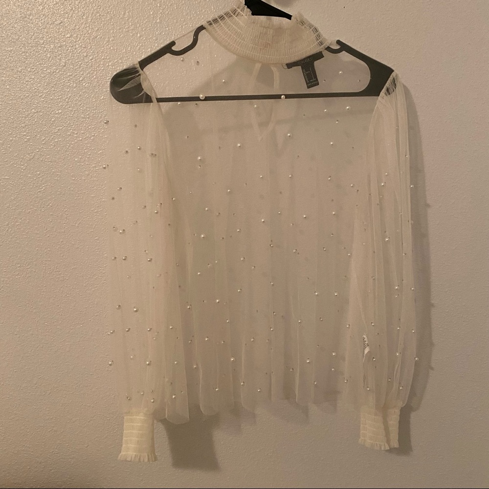 White Pearl Detailed Shirt - Size Small
